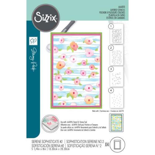Sizzix A6 Stencil 4PK Serene Sophisticate #2 by Stacey Park