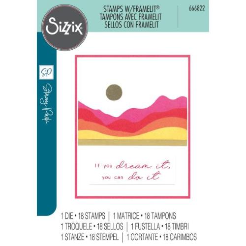 Sizzix A5 Clear Stamps 18PK w/Framelits Die Mountain High by Stacey Park