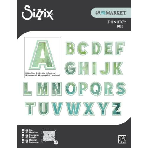 Sizzix Thinlits Die by 49 and Market This or That 2 Inch Alphabet (52pcs) (666951)