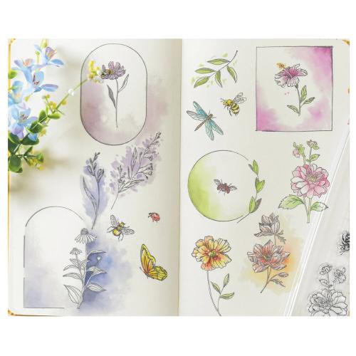 Sizzix Studio Clear Stamps by Willow Wolfe Floral Frames and Mini Flowers (18pcs) (666925)