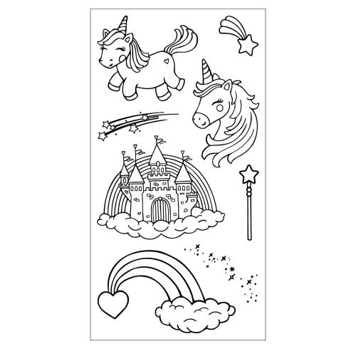 Sizzix Kid Create Clear Stamps Set w/Framelits Die Unicorns and Rainbows (667154)