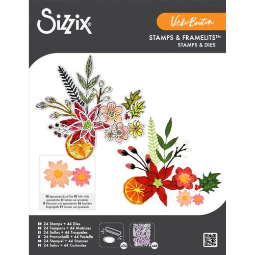Sizzix Clear Stamps w/ Framelits Die Winter Florals by Vicki Boutin (667192)