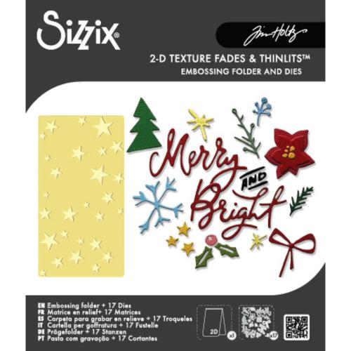 Sizzix 2D Texture Fades w/ Thinlits Die Vault Side-Order Merry + Bright by Tim Holtz (667248)