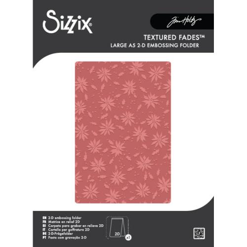 Sizzix 2D Texture Fades w/ A5 Embossing Folder Vault Holly Poinsettia by Tim Holtz (667252)