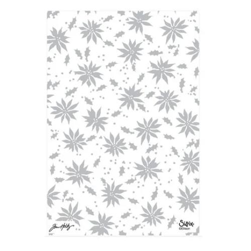Sizzix 2D Texture Fades w/ A5 Embossing Folder Vault Holly Poinsettia by Tim Holtz (667252)