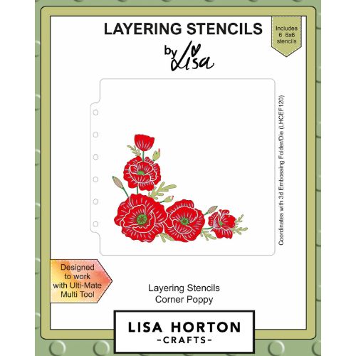 Lisa Horton Crafts Corner Poppy 6x6 Layering Stencils