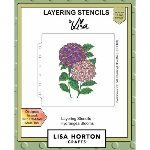 Lisa Horton Crafts Hydrangea Blooms 6x6 Layering Stencils 