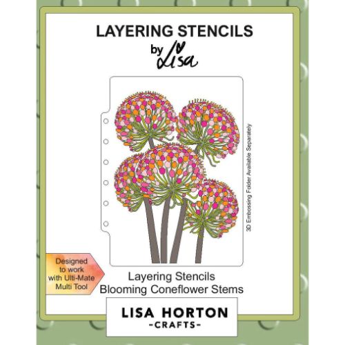 Lisa Horton Crafts Blooming Coneflower Stems 5x7 Layering Stencils 