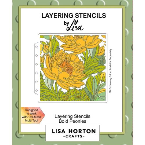 Lisa Horton Crafts Bold Peonies 6x6 Layering Stencils 