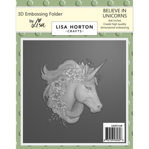 Lisa Horton Crafts 3D Embossing Folder 6"x6" Believe in Unicorns