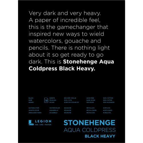 Stonehenge Aqua Coldpress 9x12 Black 300lb - Postage as per Actual