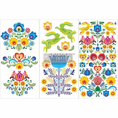 Prima Marketing Re-Design Decor Transfers 6"X12" 3/Sheets Floral Polish
