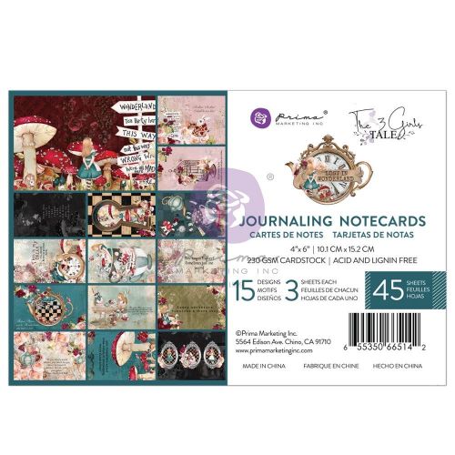 Prima Marketing - Lost In Wonderland Journaling Cards 4"X6" 45/Pkg 15 Designs/3 Each