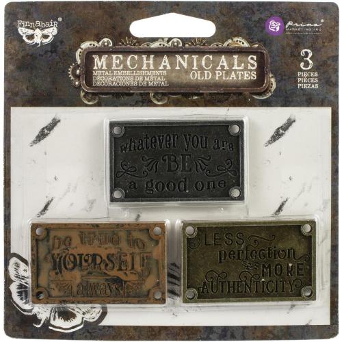 Finnabair Mechanicals Metal Embellishments Old Plates 3/Pkg