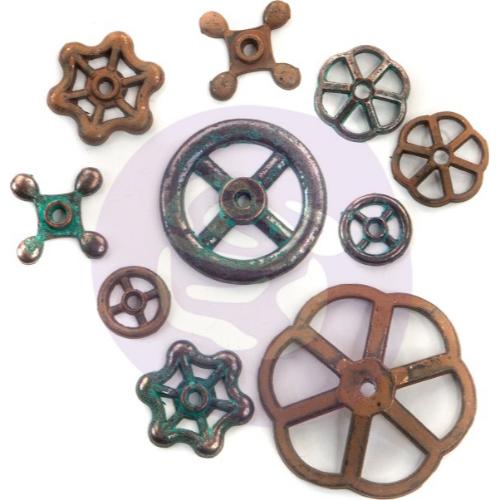 Finnabair Mechanicals Metal Embellishments-Rusty Knobs 10/Pkg