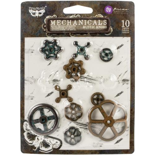 Finnabair Mechanicals Metal Embellishments-Rusty Knobs 10/Pkg