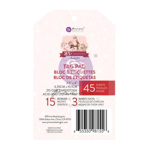 Prima Marketing 25 & Peppermint Tag Pad 2.5"X4" 45/Pkg-15 Designs/3 Each