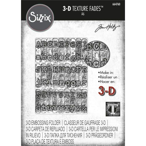 Sizzix 3D Texture Fades Embossing Folder By Tim Holtz Typewriter