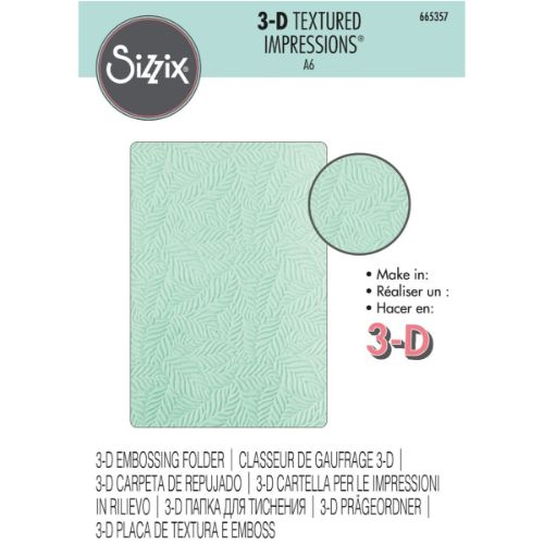 Sizzix 3-D Textured Impressions Embossing Folder - Leaf Pattern