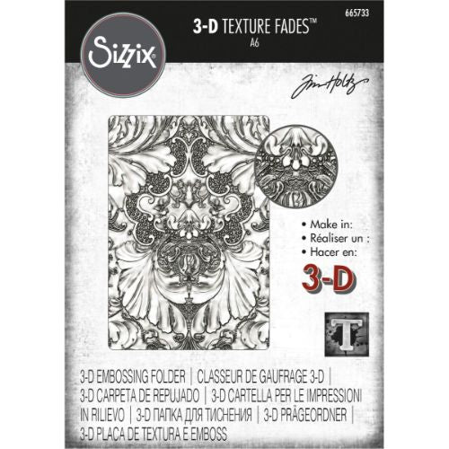 Sizzix 3-D Texture Fades Embossing Folder - Damask by Tim Holtz