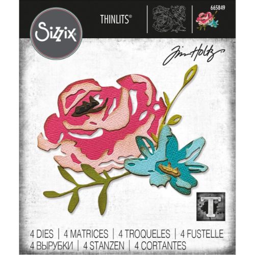Sizzix Thinlits Die Set 4PK - Brushstroke Flowers #4 by Tim Holtz