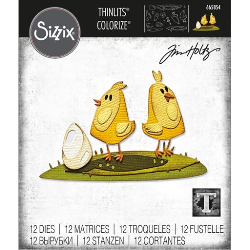 Sizzix Thinlits Die Set 12PK - Papercut Chicks, Colorize by Tim Holtz