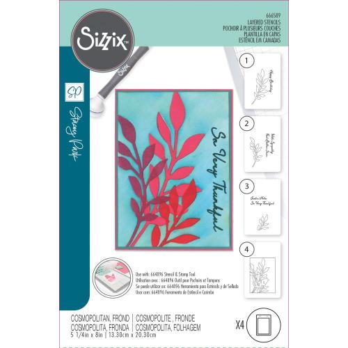 Sizzix A6 Layered Cosmopolitan Stencils By Stacey Park 4/Pkg Frond