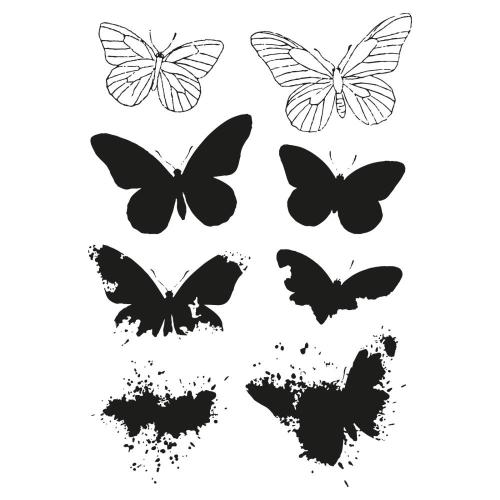 Sizzix Framelits Die w/Stamps by 49 and Market A5 Painted Pencil Butterflies