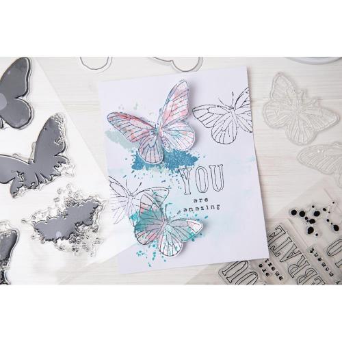 Sizzix Framelits Die w/Stamps by 49 and Market A5 Painted Pencil Butterflies