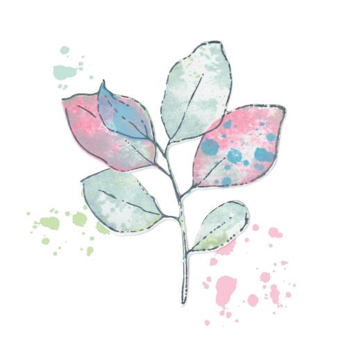 Sizzix Framelits Die w/Stamps by 49 and Market A5 Painted Pencil Leaves