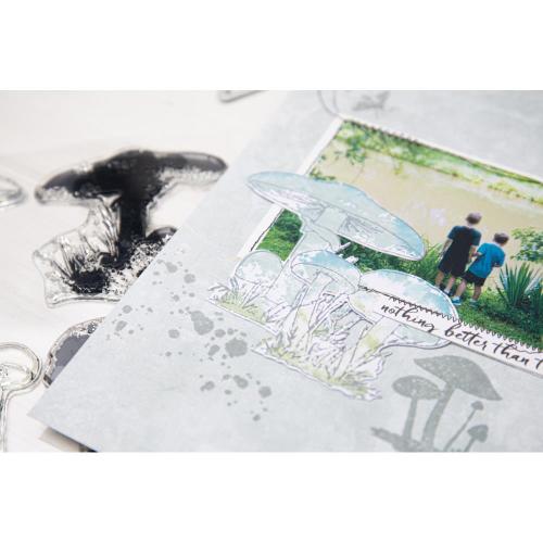 Sizzix Framelits Die w/Stamps by 49 and Market A5 Painted Pencil Mushrooms