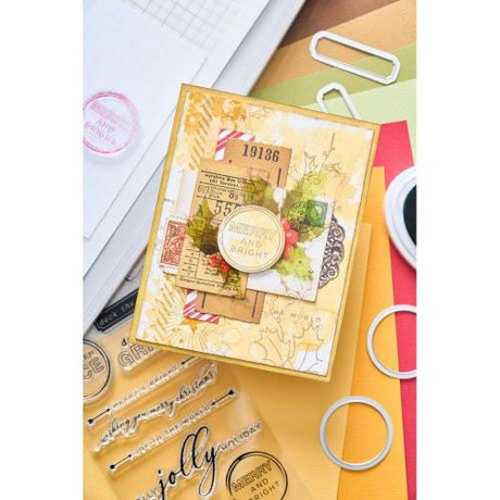 Sizzix Clear Stamps with Framelits Die  Jolly Sentiments by 49 and Market