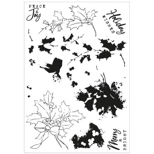 Sizzix A5 Clear Stamps with Framelits Die Pencil Line Holly by 49 and Market