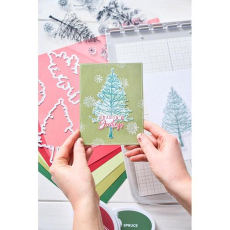 Sizzix A5 Clear Stamps with Framelits Die  Pine Holidays by 49 and Market