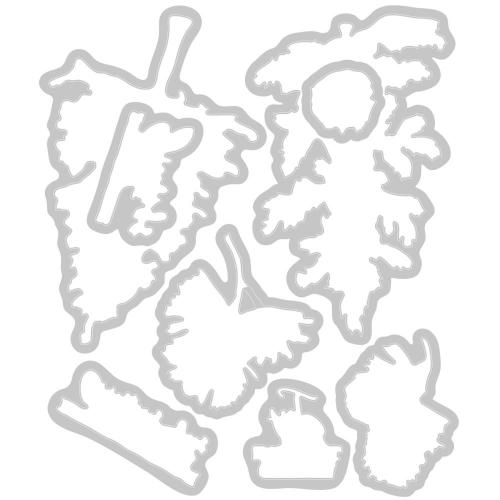 Sizzix A5 Clear Stamps with Framelits Die Pine Holidays by 49 and Market