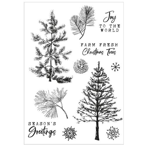 Sizzix A5 Clear Stamps with Framelits Die Pine Holidays by 49 and Market