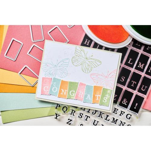 Sizzix A5 Clear Stamps with Framelits Die  Tab Stamp Alpha by 49 and Market