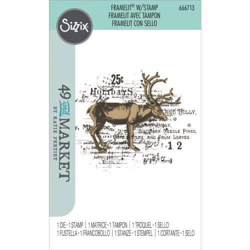 Sizzix Clear Stamp with Framelit Die Reindeer Mix Cluster by 49 and Market