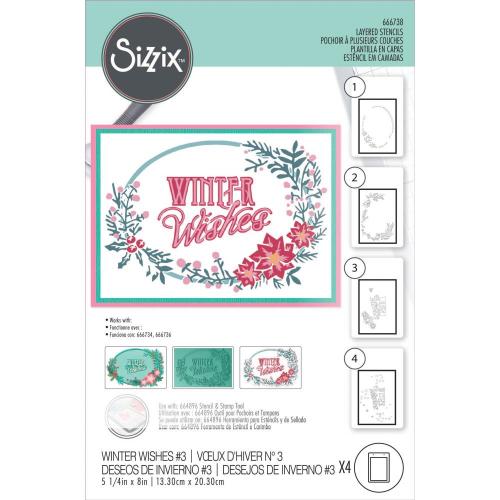 Sizzix Layered Stencils by Jen Long Winter Wishes #3 (4pcs)