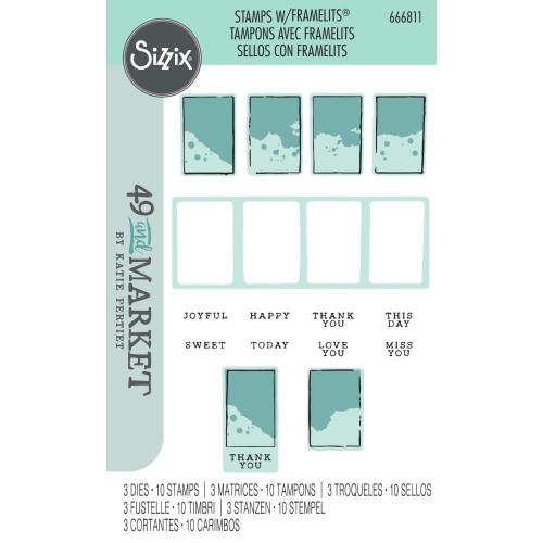 Sizzix Clear Stamps W/Framelits Dies By 49 And Market Painted Palettes