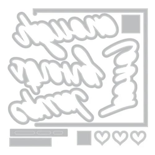 Sizzix Thinlits Die w/Stamps by 49 and Market A5 Affirmations (23+18pcs) (666944)