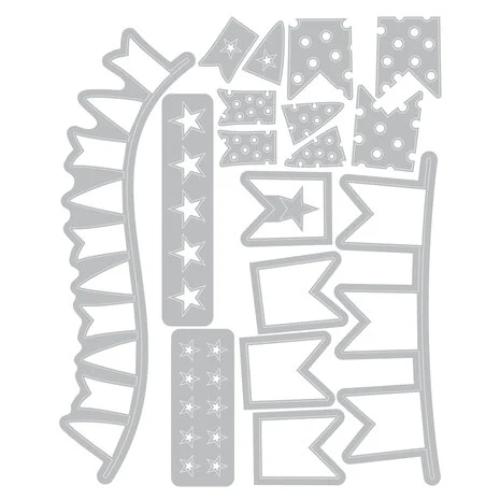 Sizzix Thinlits Die w/Stamps by 49 and Market Banner Bash (17+39pcs) (666945)