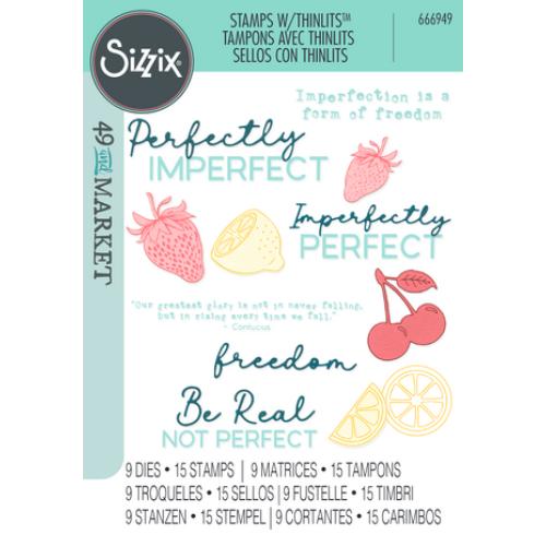 Sizzix Thinlits Die w/Stamps by 49 and Market Perfectly Imperfect (9+15pcs) (666949)