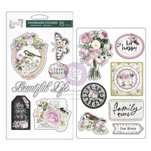 Prima Marketing Serene Petals Chipboard Stickers Garden Whispers (15pcs) (671235)