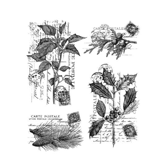 Tim Holtz Cling Stamps 7"X8.5"-Festive Collage