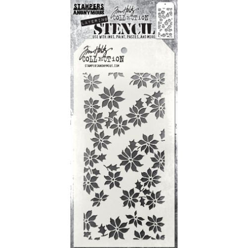 Tim Holtz Layered Stencil 4.125"X8.5"-Tiny Poinsettia