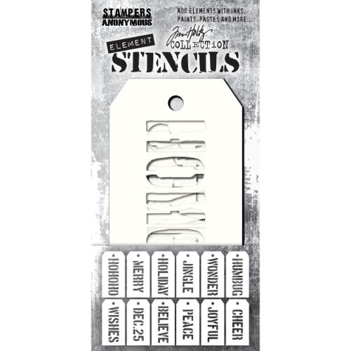 Tim Holtz Element Stencils 12/Pkg-Christmas