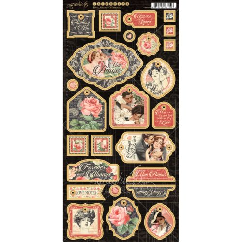 Graphic 45 Collector's Edition Chipboard Die-Cuts 6"X12"-Mon Amor - Postage as per Actual