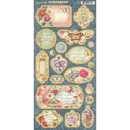 Graphic 45 Flower Market Chipboard Die-Cuts 6"X12" Sheet- - Postage as per Actual