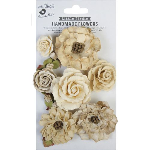 Little Birdie Lolita Paper Flowers 7/Pkg-Ivory Pearl